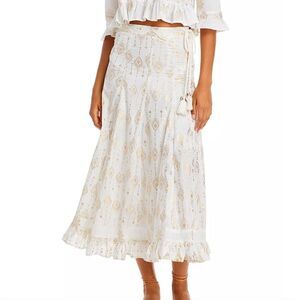 Aqua Swim Metalic print midi skirt swom cover up NWT SIze M